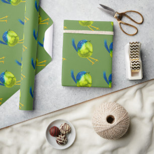 Niedliches grünes Vogelgewässer Geschenkpapier