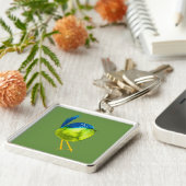 Niedliches grünes Vogelgewässer Schlüsselanhänger (Seite)