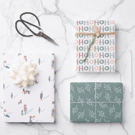 Niedliches grünes Weihnachtswrackpapier Geschenkpapier Set