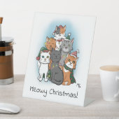 Niedliches Gruppenbild Cartoon Katzen Sockelschild (In SItu)