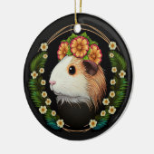 Niedliches Guinea Schwein mit Krone von Primaten Keramik Ornament (Links)