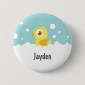 Niedliches Gummiducky im Schaumbad scherzt Button (Vorderseite)