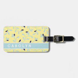 Niedliches gürtelgelbes Blumenmuster, Monogramm Gepäckanhänger
