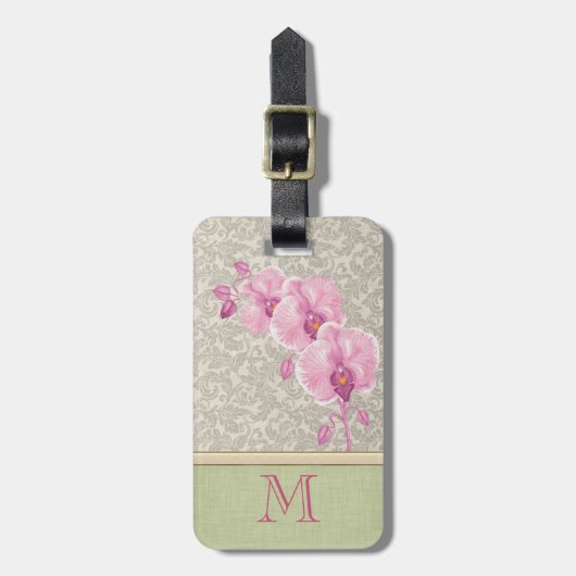 Niedliches, gürteliges, orchidees Monogramm Gepäckanhänger (Vorderseite vertikal)
