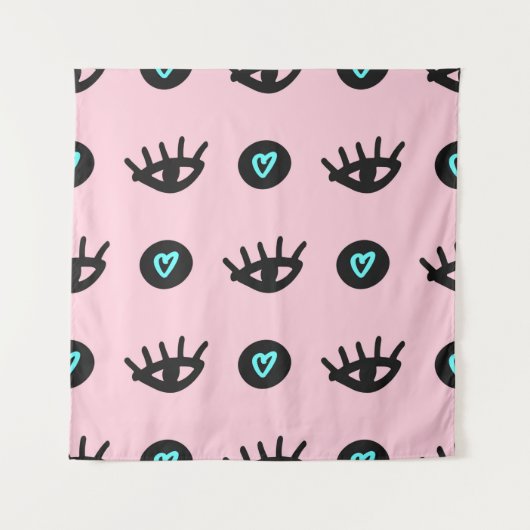 Niedliches, gürtelloses Muster mit doodlen Augen u Wandteppich (Vorderseite)