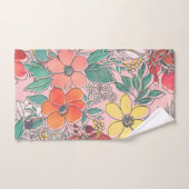 Niedliches, gürtelrosa Blumendesign Badhandtuch Set (Handtuch)
