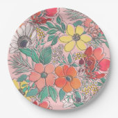 Niedliches, gürtelrosa Blumendesign Pappteller (Vorderseite)