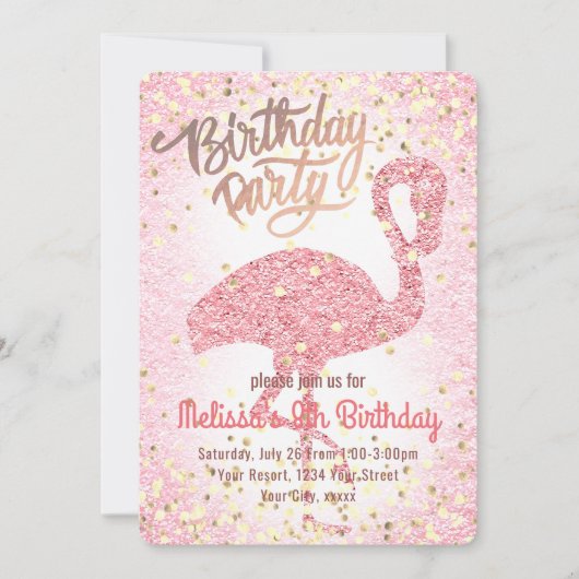 niedliches gürtelrosa Flamingo-Party Einladung (Vorderseite)