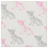 Niedliches gürtelrosa, graues Chihuahua-Muster Stoff (Nahaufnahme)