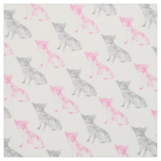 Niedliches gürtelrosa, graues Chihuahua-Muster Stoff (Muster)