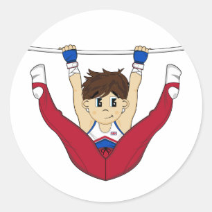 Niedliches Gymnast auf Bar Aufkleber