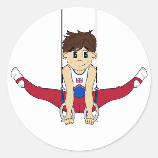 Niedliches Gymnast auf Rings Sticker (Vorderseite)