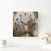 Niedliches Haflinger Pferdegesichts-Tier Quadratische Wanduhr (Zuhause)
