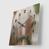 Niedliches Haflinger Pferdegesichts-Tier Quadratische Wanduhr (Winkel)