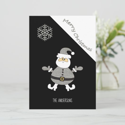 Niedliches Hahnentrittmuster Santa Snowflake (Stehend Vorderseite)