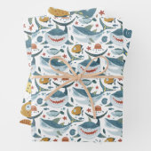 Niedliches Hai- und Fischmuster Geschenkpapier Set (Beispiel)