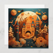 Niedliches Halloween-3D-Effektdesign Mitteilungskarte (Vorne/Hinten)