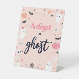 Niedliches Halloween Adoptierte ein Ghost Geburtst Sockelschild