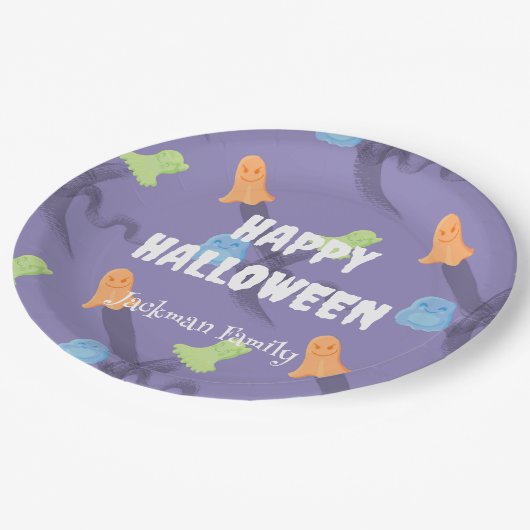 Niedliches Halloween anpassbar Pappteller (Schrägansicht)