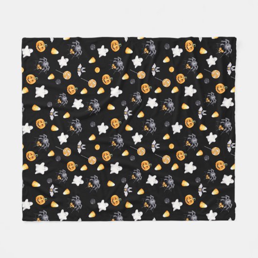 Niedliches Halloween Ästhetisches Muster Fleecedecke (Vorderseite (Horizontal))