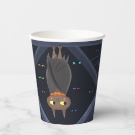 Niedliches Halloween-Bat Black und Orange Pappbecher
