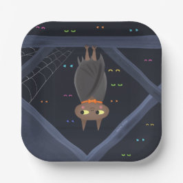 Niedliches Halloween-Bat Black und Orange Pappteller