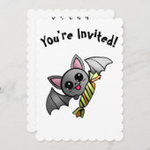 Niedliches Halloween-Bat mit Candy-Party Einladung (Vorne/Hinten)