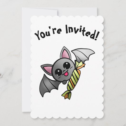 Niedliches Halloween-Bat mit Candy-Party Einladung (Vorderseite)