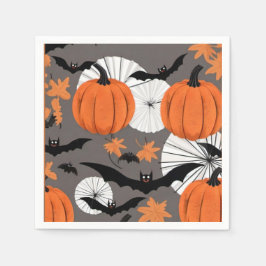 Niedliches Halloween-Bat & Pumpkin-Party Serviette
