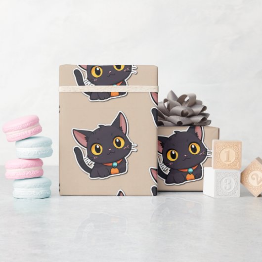 Niedliches Halloween-Black Cat - Kindergeschenk Geschenkpapier (Babyparty)