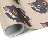 Niedliches Halloween-Black Cat - Kindergeschenk Geschenkpapier (Rolleneckpunkt)