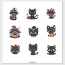 Niedliches Halloween Black Cats Sticker Set