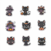 Niedliches Halloween Black Cats Sticker Set (Vorderseite)