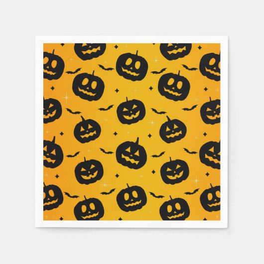 Niedliches Halloween Black Pumpkins & Bats-Muster Serviette (Vorderseite)
