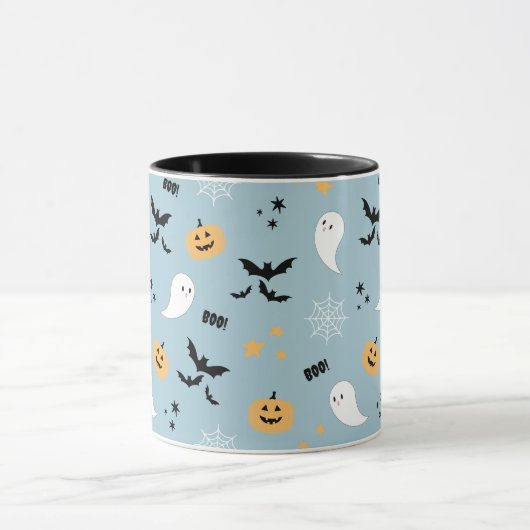 Niedliches Halloween Boo Blush Blue Tasse (Zentrum)
