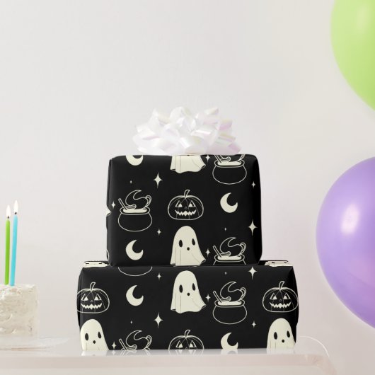 Niedliches Halloween-Boo-Ghost-Muster Geschenkpapier (Partygeschenke)