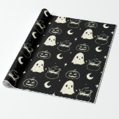 Niedliches Halloween-Boo-Ghost-Muster Geschenkpapier (Ungerollt)
