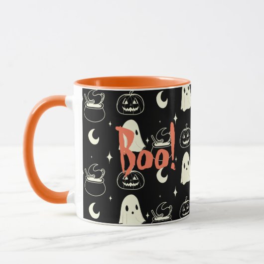 Niedliches Halloween-Boo-Ghost-Muster Tasse (Links)
