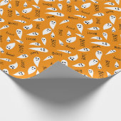 Niedliches Halloween Boo Ghost Orange Wrapping Pap Geschenkpapier (Ecke)