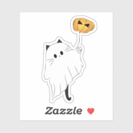 Niedliches Halloween-Boo mit Pumpkinballon Aufkleber