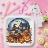 Niedliches Halloween-Bulldog Pappteller (Party)