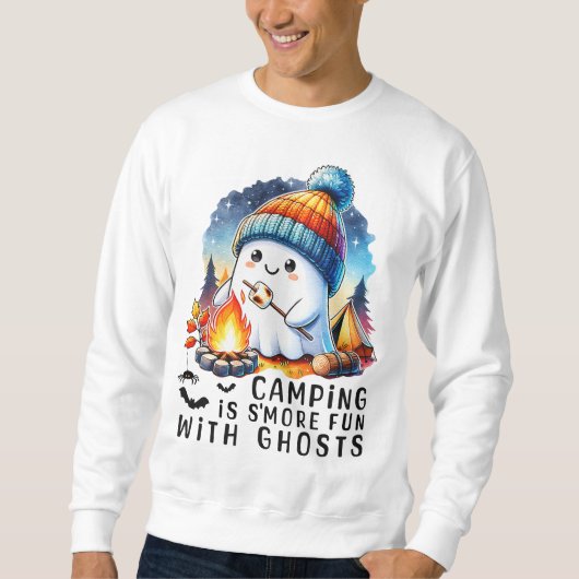 Niedliches Halloween-Camping macht Spaß mit Geiste Sweatshirt (Vorderseite)