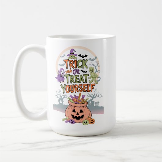 Niedliches Halloween Candy and Pumpkin Design Kaffeetasse (Links)