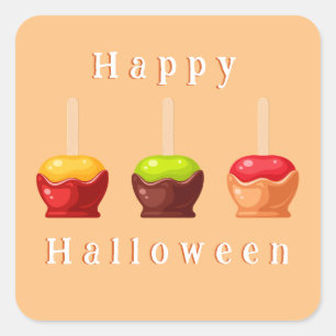 Niedliches Halloween Candy Aples Party Quadratischer Aufkleber