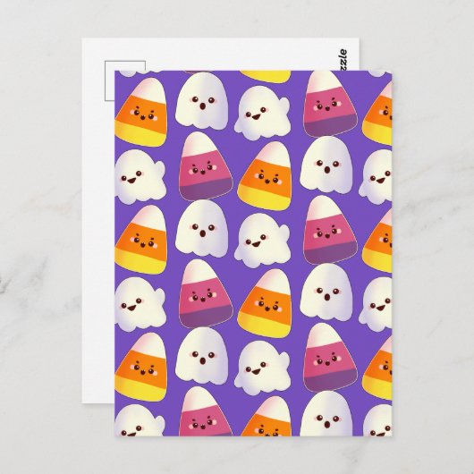 Niedliches Halloween-Candy und Ghost-Muster Postkarte (Vorne/Hinten)