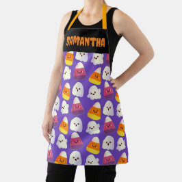 Niedliches Halloween-Candy und Ghost-Muster Schürze