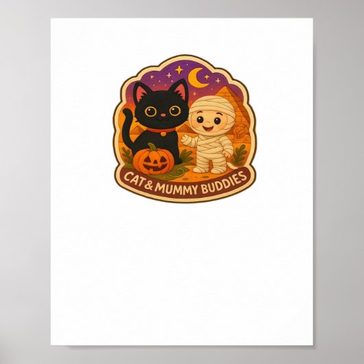 Niedliches Halloween Cat and Mummy Embroidery Patc Poster (Vorne)