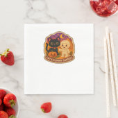 Niedliches Halloween Cat and Mummy Embroidery Patc Serviette (Beispiel)