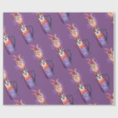 Niedliches Halloween Cat Art Wrapping Paper Geschenkpapier (Flach)