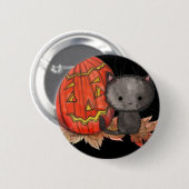 Niedliches Halloween Cat Button von Molly Harrison (Vorne & Hinten)